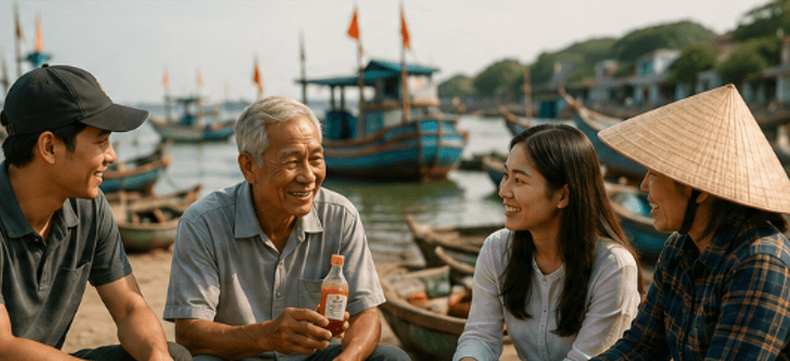 Người dân địa phương tại làng chài Đà Nẵng
